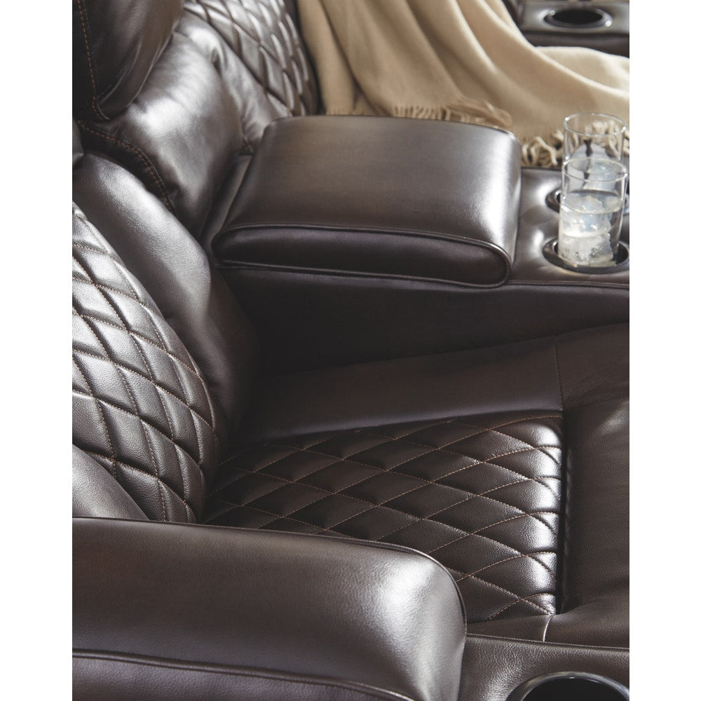 Divano reclinabile elettrico in similpelle color cioccolato Warnerton - 84 L x 38 P x 44 A