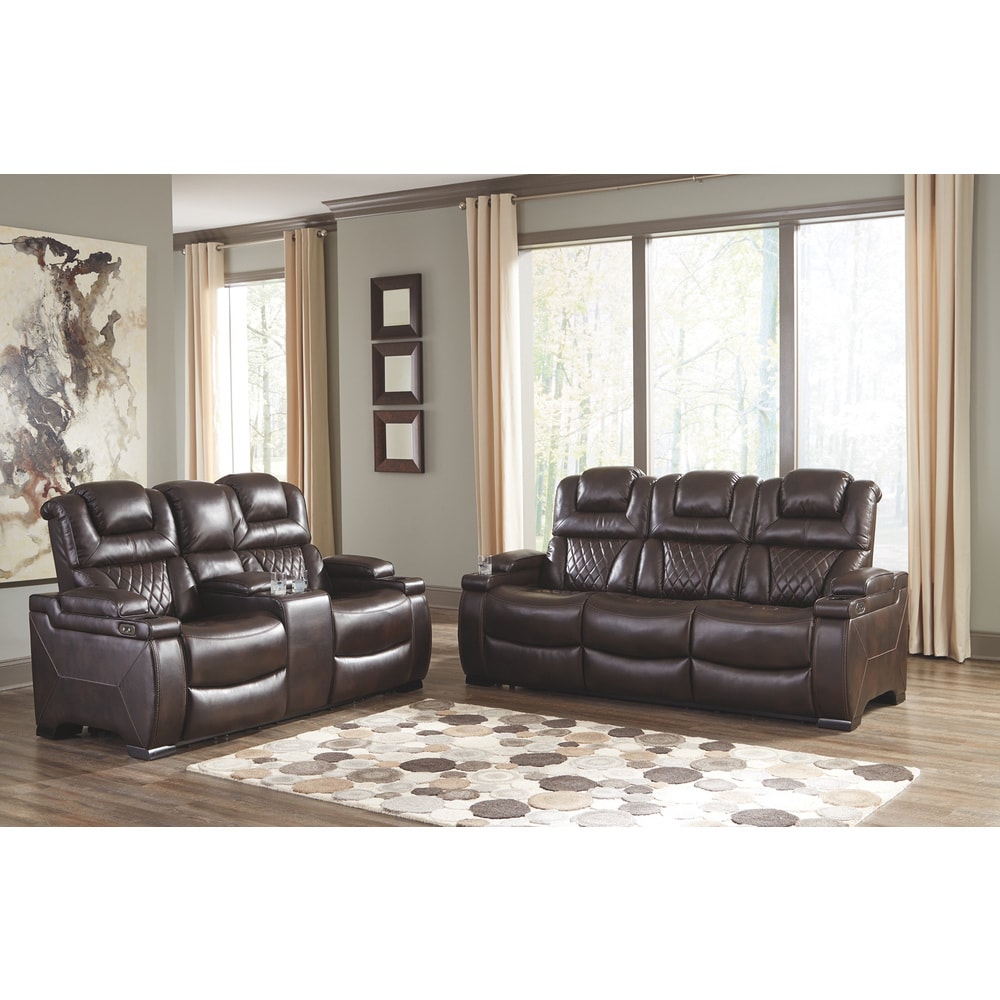 Divano reclinabile elettrico in similpelle color cioccolato Warnerton - 84 L x 38 P x 44 A
