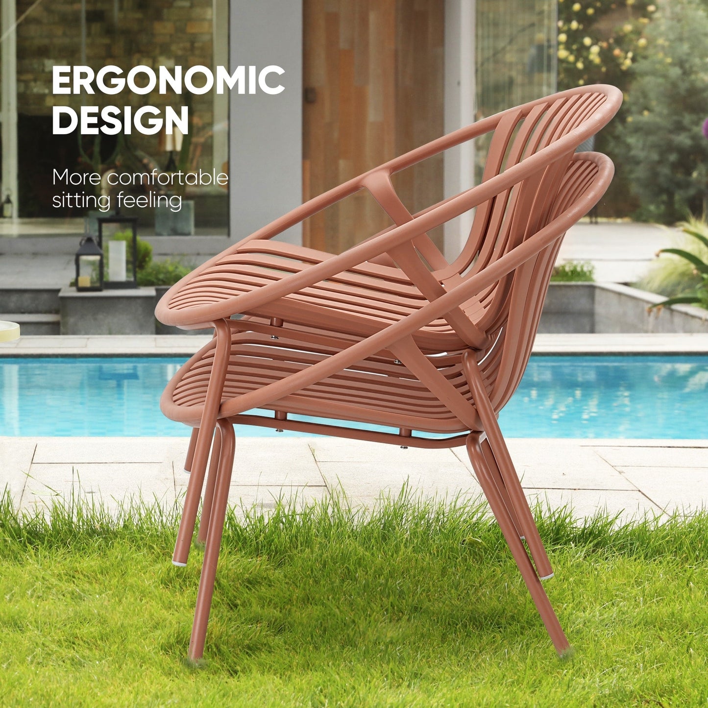 Set di mobili da giardino Werph da 3 pezzi, mobili da esterno con tavolo da bistrot e sedie da giardino, set da 2