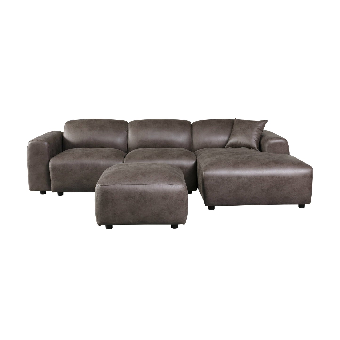 Set da conversazione imbottito Whisper con sedie modulari, braccioli agganciabili e pouf per soggiorno