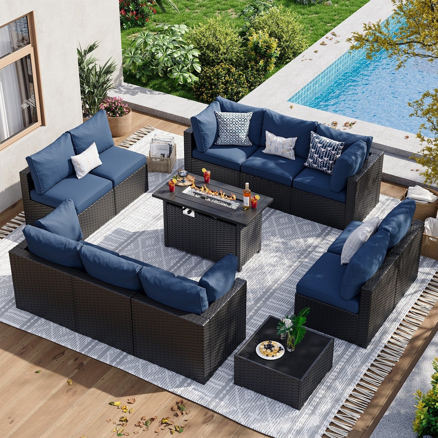 Set di divani componibili in vimini e rattan per patio