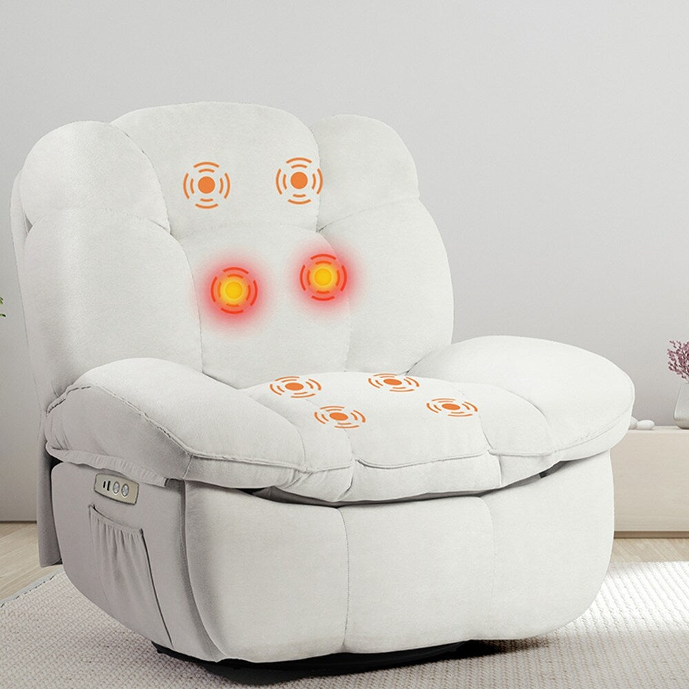 Poltrona reclinabile elettrica XINMICS, poltrona reclinabile massaggiante con riscaldamento, poltrone reclinabili girevoli moderne per adulti con USB