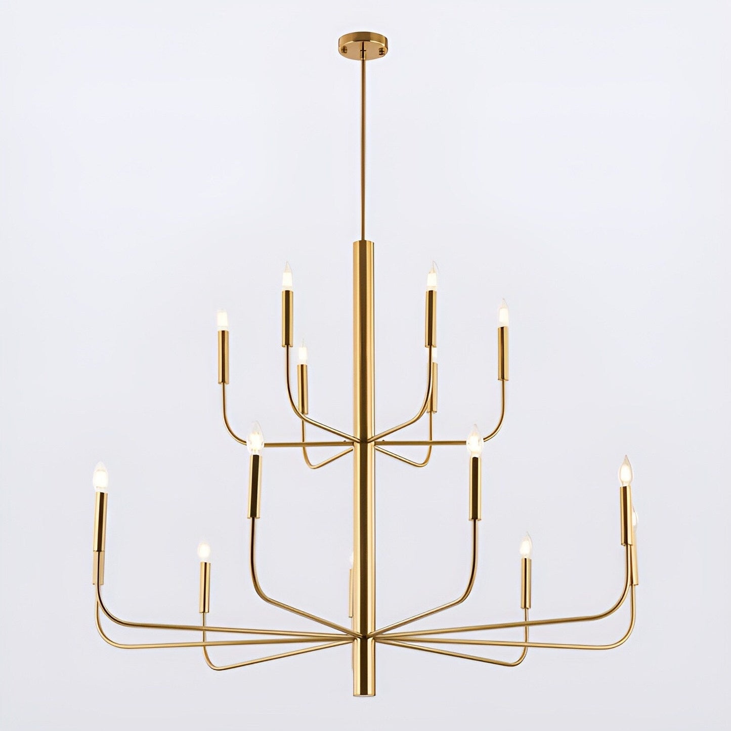 Lampadario minimalista a 15 luci, design antico a 2 livelli - 48