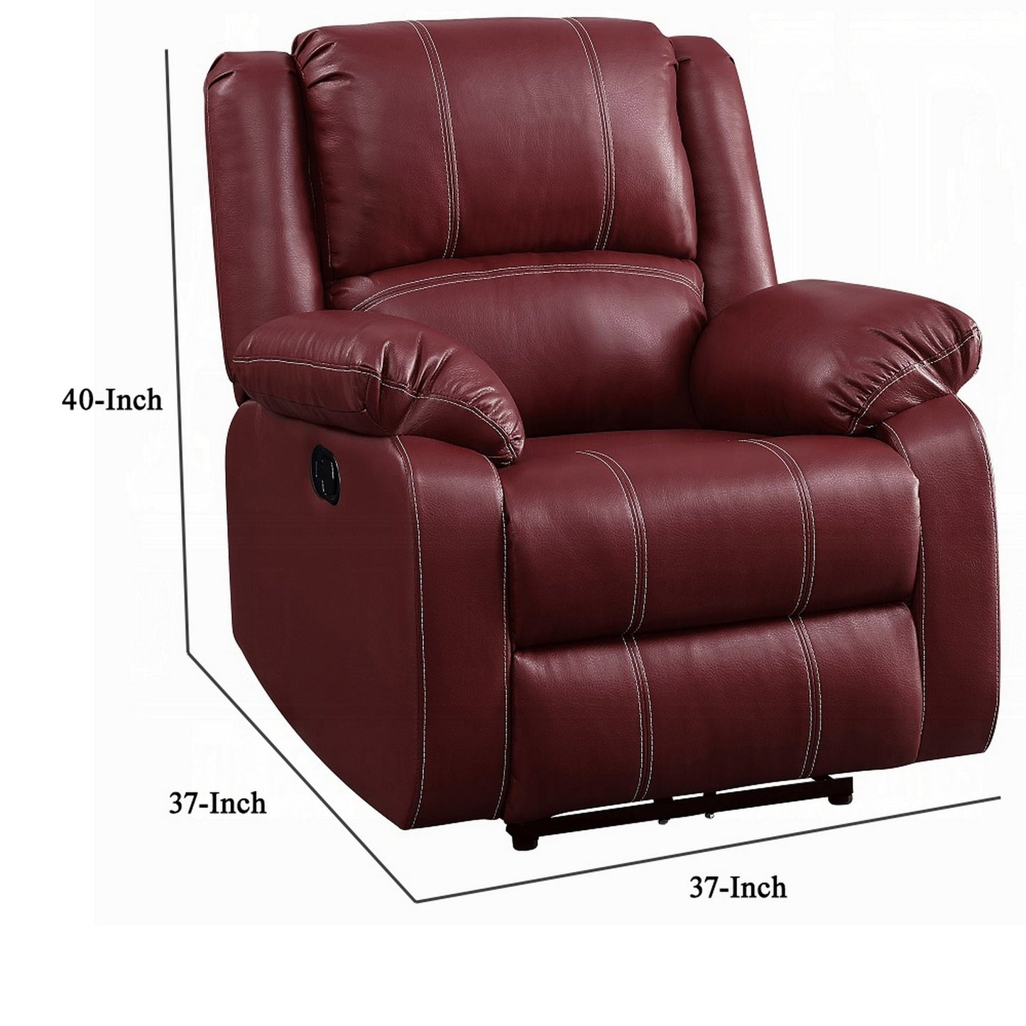 Poltrona reclinabile manuale Zuru Motion, in morbida similpelle rosso scuro