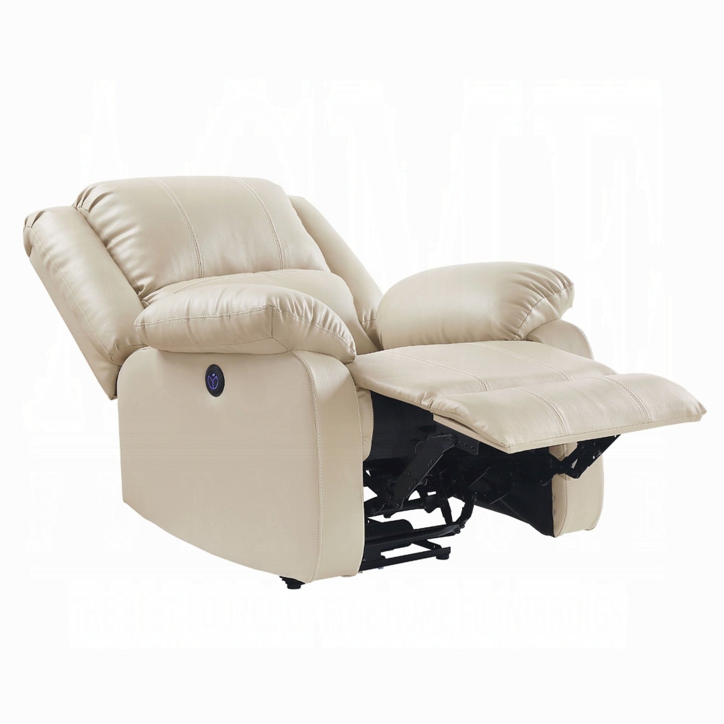 Poltrona reclinabile elettrica Zuru, braccioli con cuscino, similpelle beige