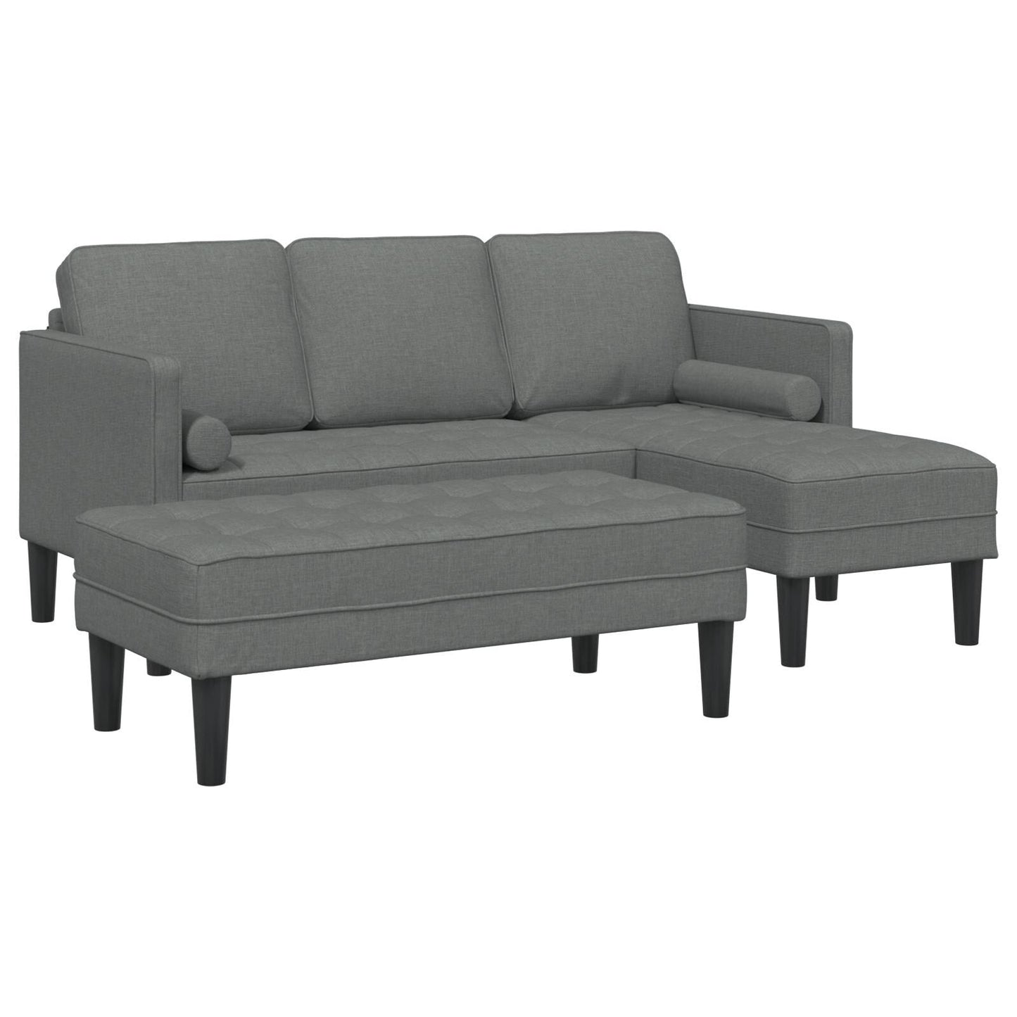 vidaXL Set Divano 2/3 Pezzi con Cuscini Tessuto Nero/Grigio Scuro/Grigio Chiaro - 68,1 x 51,6 x 26,4