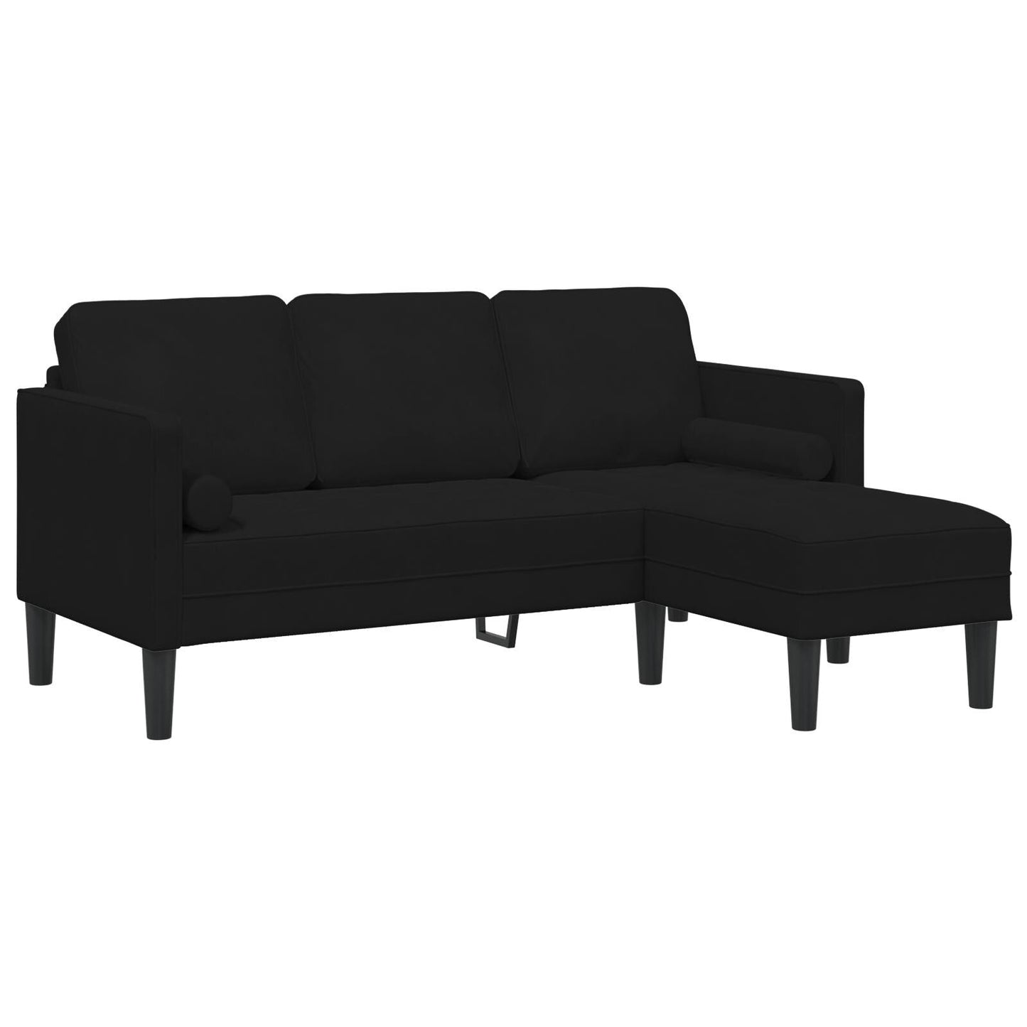 vidaXL Divano da giardino a L in velluto nero/grigio scuro/grigio chiaro - 68,1 x 51,6 x 26,4