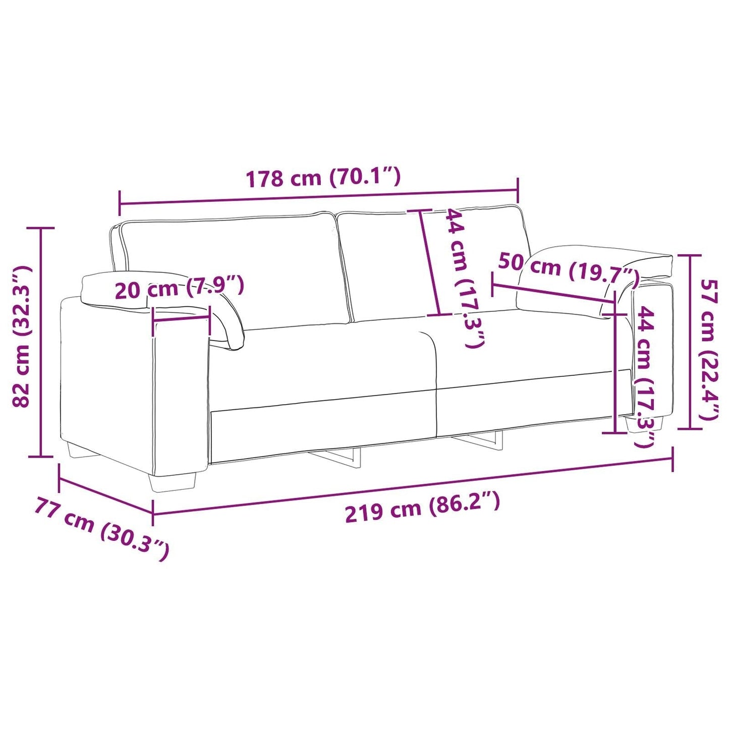 vidaXL Divano Nero/Grigio scuro in metallo - 86,2 x 30,3 x 32,3