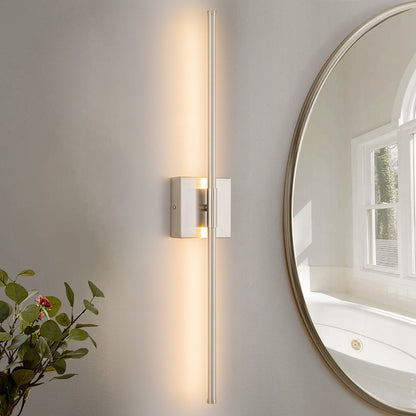 Applique da parete moderna a striscia lineare lunga nera/oro/nichel, dimmerabile, con luce LED per il bagno