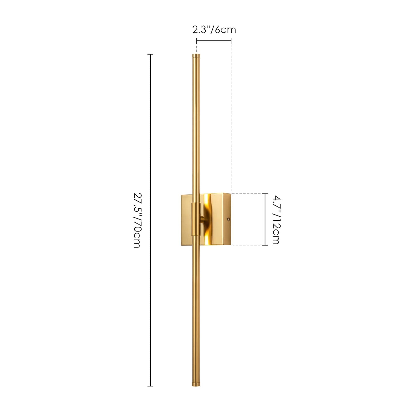 Applique da parete moderna a striscia lineare lunga nera/oro/nichel, dimmerabile, con luce LED per il bagno