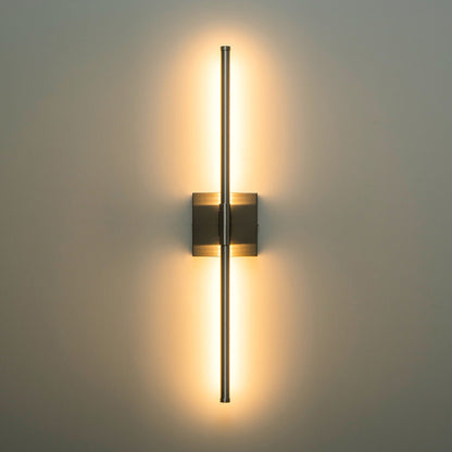 Applique da parete moderna a striscia lineare lunga nera/oro/nichel, dimmerabile, con luce LED per il bagno