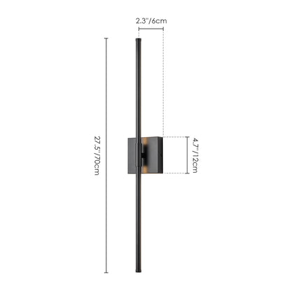 Applique da parete moderna a striscia lineare lunga nera/oro/nichel, dimmerabile, con luce LED per il bagno