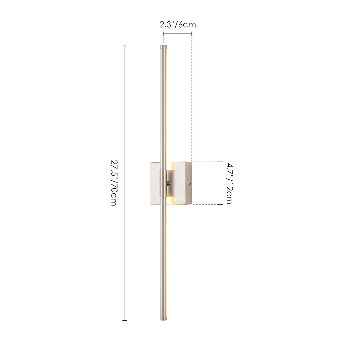 Applique da parete moderna a striscia lineare lunga nera/oro/nichel, dimmerabile, con luce LED per il bagno