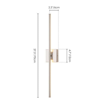 Applique da parete moderna a striscia lineare lunga nera/oro/nichel, dimmerabile, con luce LED per il bagno