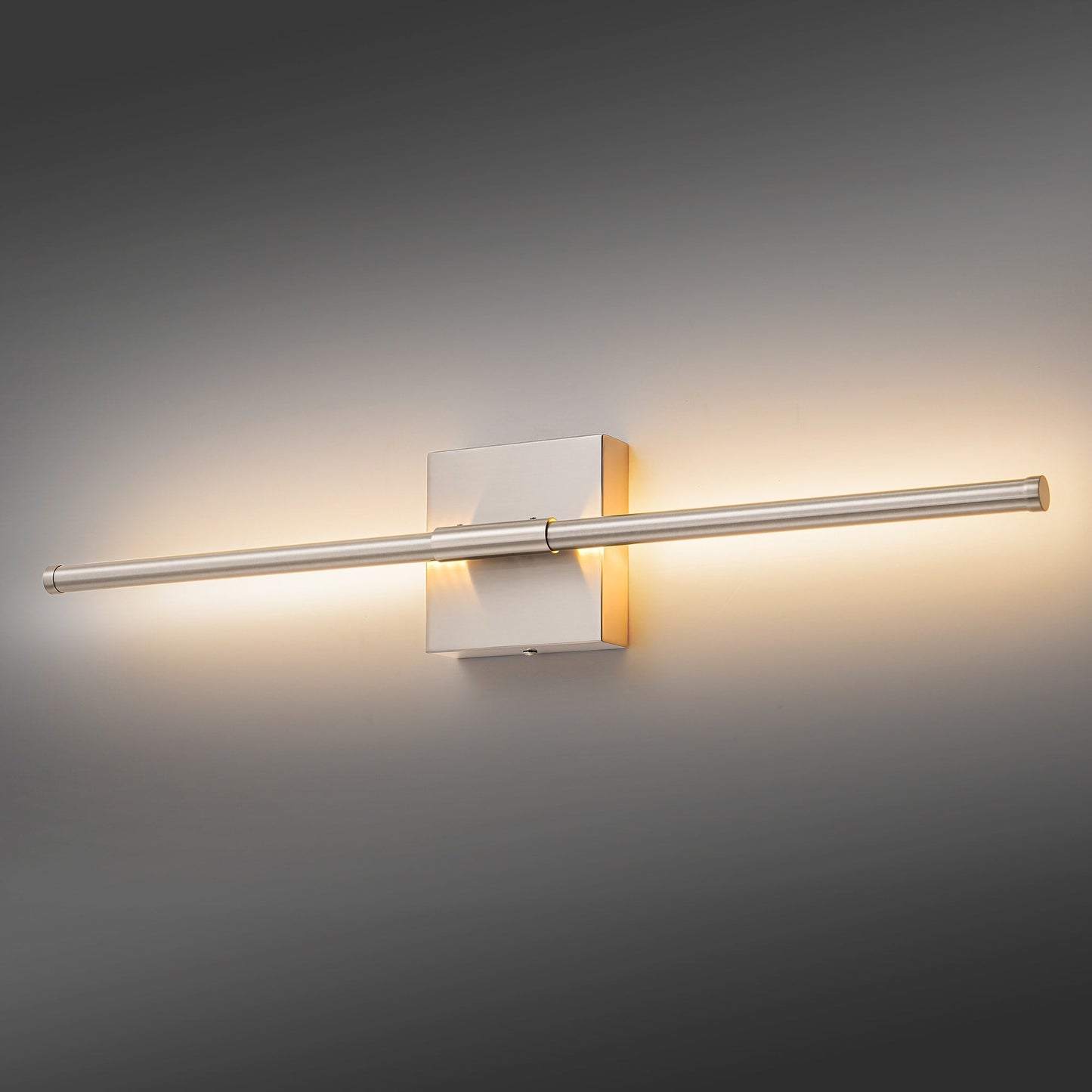 Applique da parete moderna a striscia lineare lunga nera/oro/nichel, dimmerabile, con luce LED per il bagno