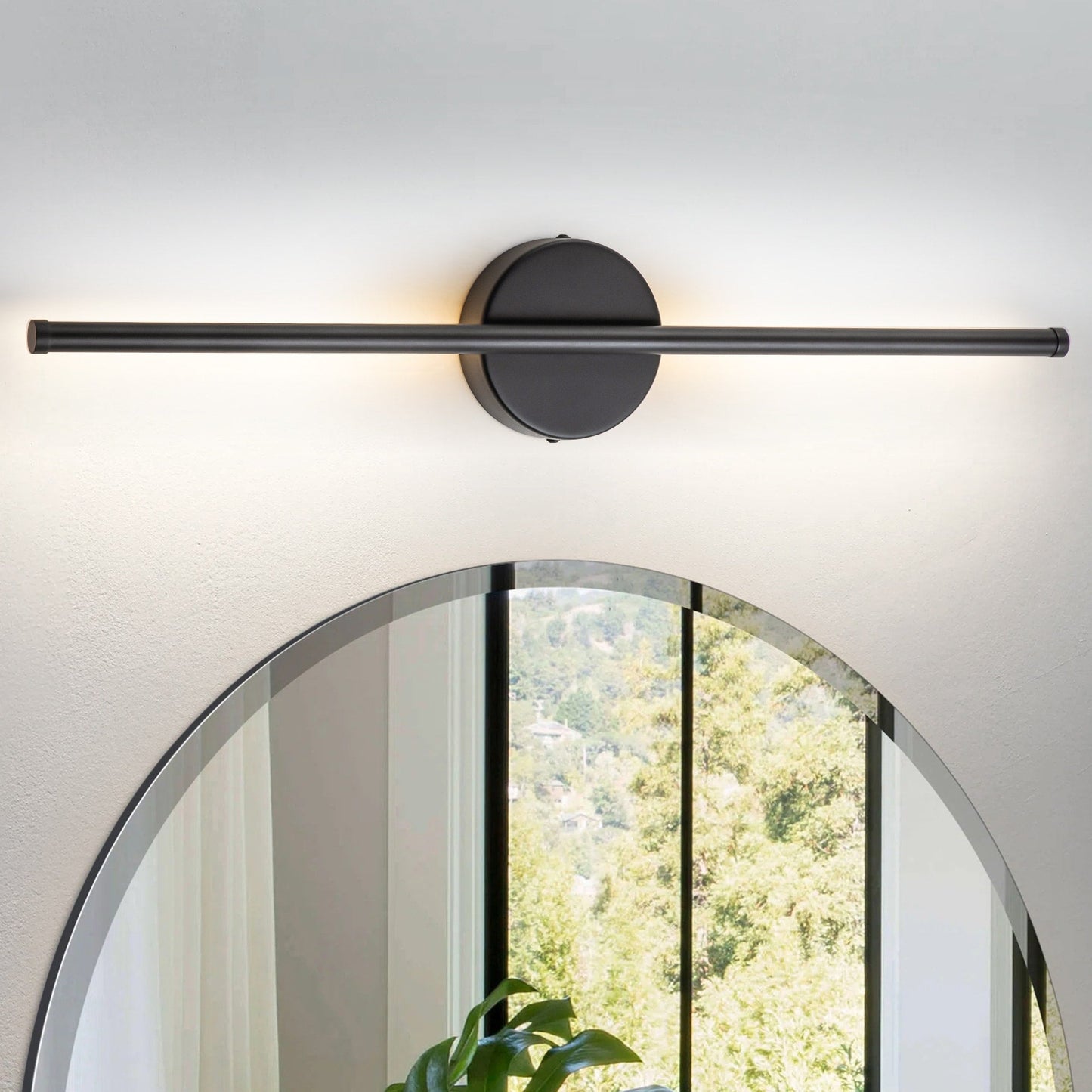 Applique da parete moderna a striscia lineare lunga nera/oro/nichel, dimmerabile, con luce LED per il bagno
