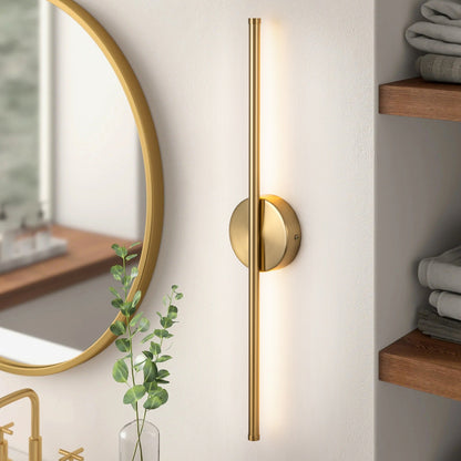 Applique da parete moderna a striscia lineare lunga nera/oro/nichel, dimmerabile, con luce LED per il bagno