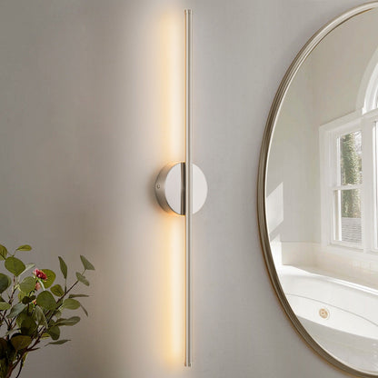 Applique da parete moderna a striscia lineare lunga nera/oro/nichel, dimmerabile, con luce LED per il bagno