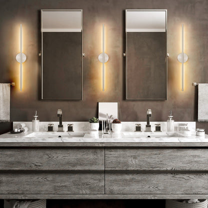 Applique da parete moderna a striscia lineare lunga nera/oro/nichel, dimmerabile, con luce LED per il bagno