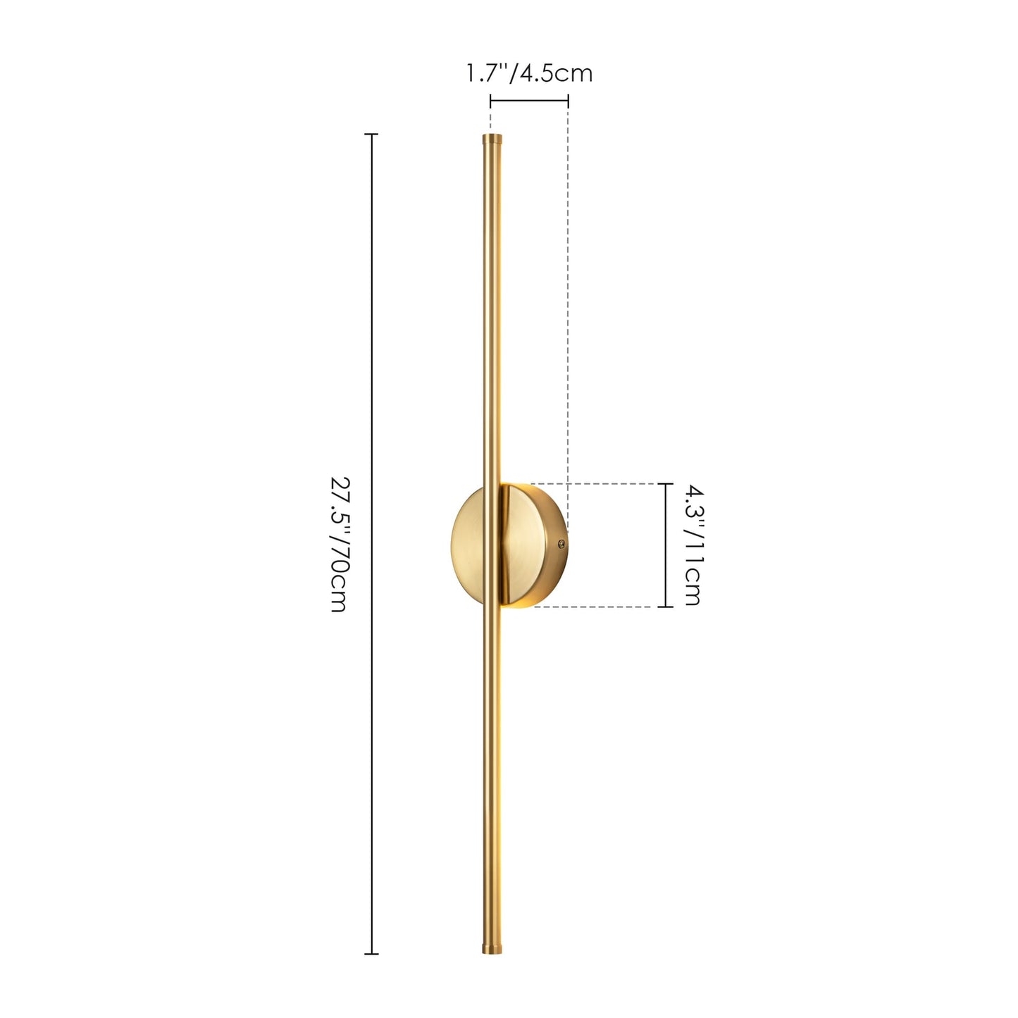 Applique da parete moderna a striscia lineare lunga nera/oro/nichel, dimmerabile, con luce LED per il bagno