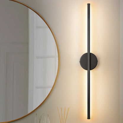 Applique da parete moderna a striscia lineare lunga nera/oro/nichel, dimmerabile, con luce LED per il bagno
