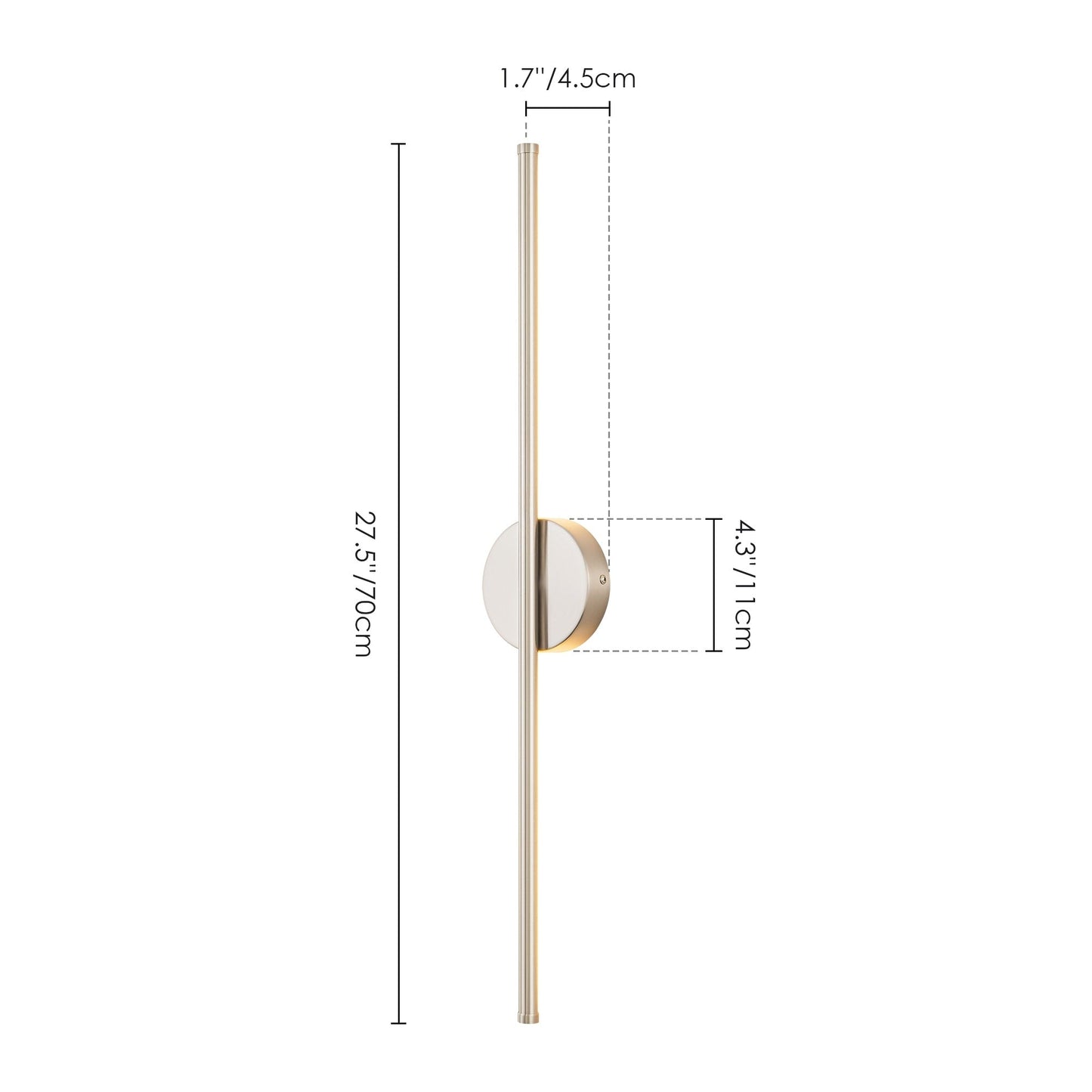 Applique da parete moderna a striscia lineare lunga nera/oro/nichel, dimmerabile, con luce LED per il bagno