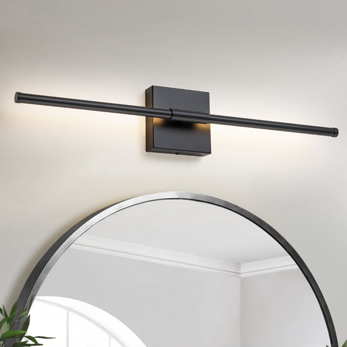 Applique da parete moderna a striscia lineare lunga nera/oro/nichel, dimmerabile, con luce LED per il bagno