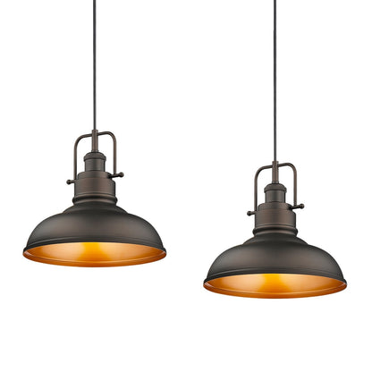Lampada a sospensione a cupola in metallo stile fattoria industriale a 1 luce, finitura bronzo oliato