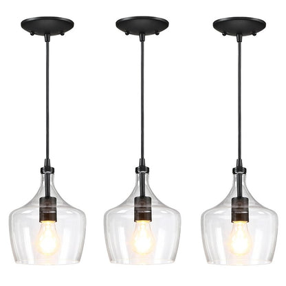 Lampadario a sospensione in vetro trasparente a forma di goccia per isola da cucina (è possibile scegliere tra 1 o 3 confezioni)