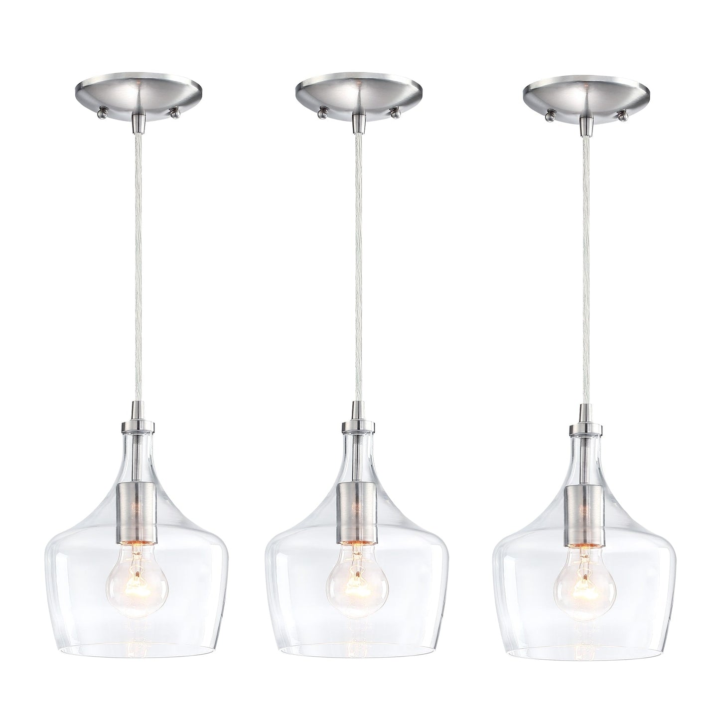 Lampadario a sospensione in vetro trasparente a forma di goccia per isola da cucina (è possibile scegliere tra 1 o 3 confezioni)
