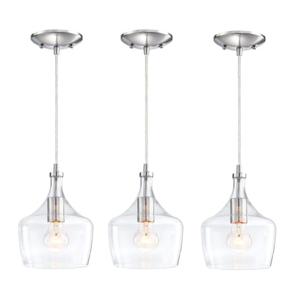 Lampadario a sospensione in vetro trasparente a forma di goccia per isola da cucina (è possibile scegliere tra 1 o 3 confezioni)