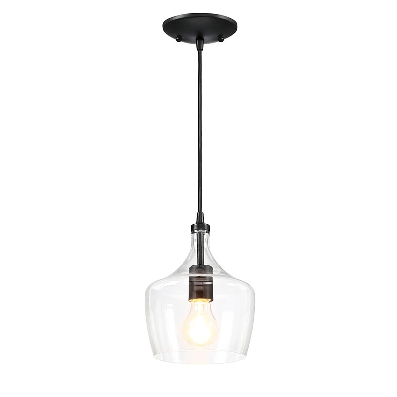 Lampadario a sospensione in vetro trasparente a forma di goccia per isola da cucina (è possibile scegliere tra 1 o 3 confezioni)