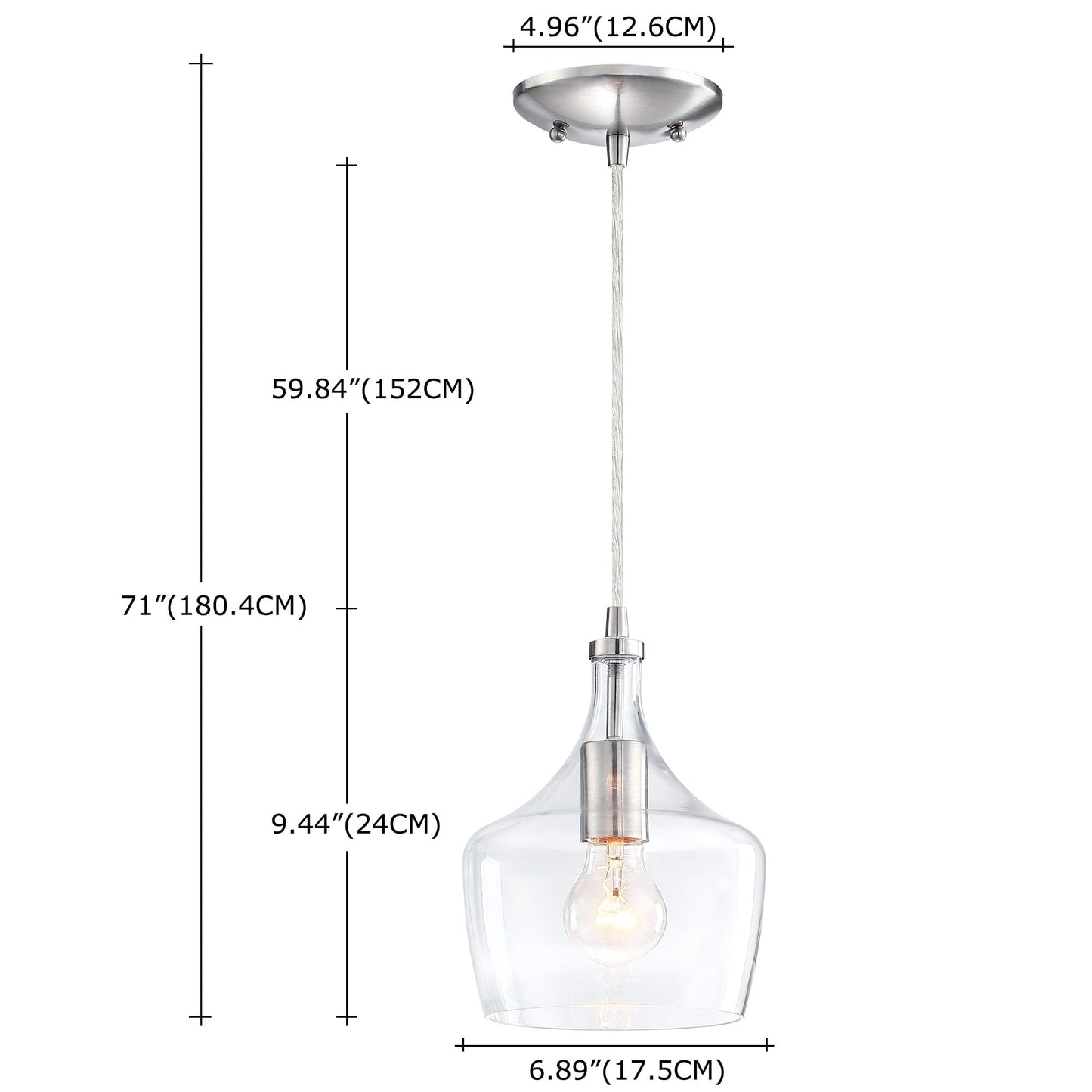 Lampadario a sospensione in vetro trasparente a forma di goccia per isola da cucina (è possibile scegliere tra 1 o 3 confezioni)