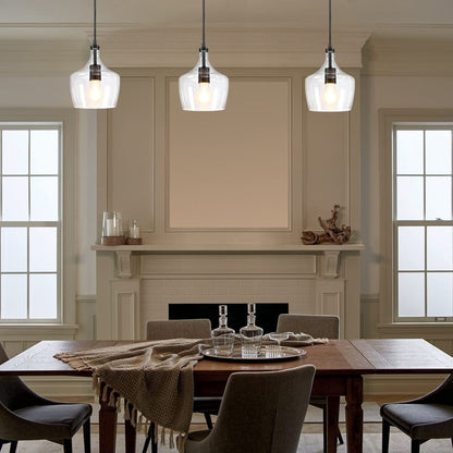 Lampadario a sospensione in vetro trasparente a forma di goccia per isola da cucina (è possibile scegliere tra 1 o 3 confezioni)
