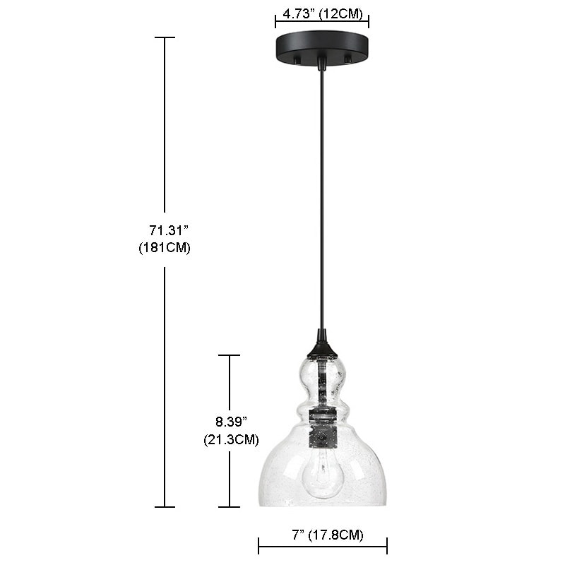 Lampadario a sospensione in vetro con semi a goccia per isola da cucina con 1 luce e finitura nera, confezione da 3