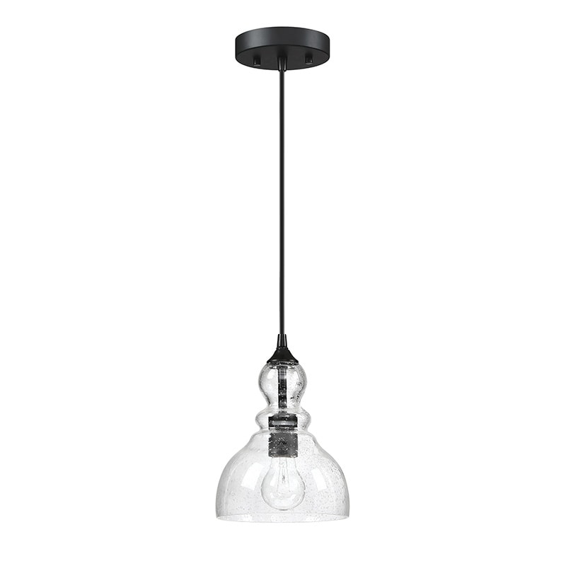 Lampadario a sospensione in vetro con semi a goccia per isola da cucina con 1 luce e finitura nera, confezione da 3