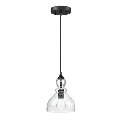 Lampadario a sospensione in vetro con semi a goccia per isola da cucina con 1 luce e finitura nera, confezione da 3