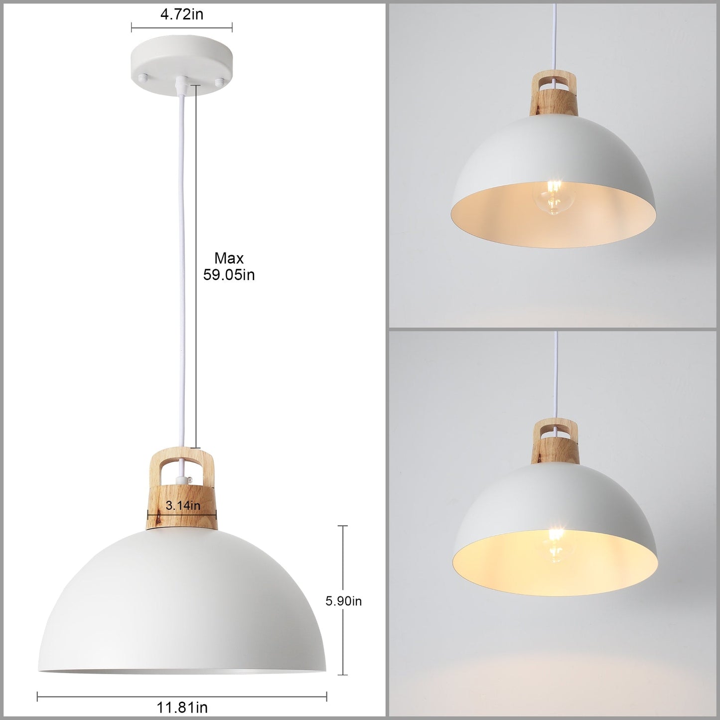 Lampada a sospensione moderna a 1 luce con interruttore a spina per isola cucina