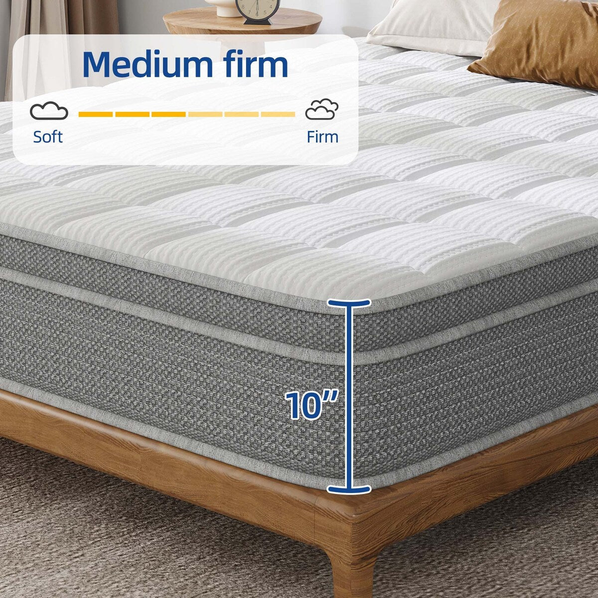 Materasso ibrido da 10 pollici con molle insacchettate in memory foam con gel rinfrescante