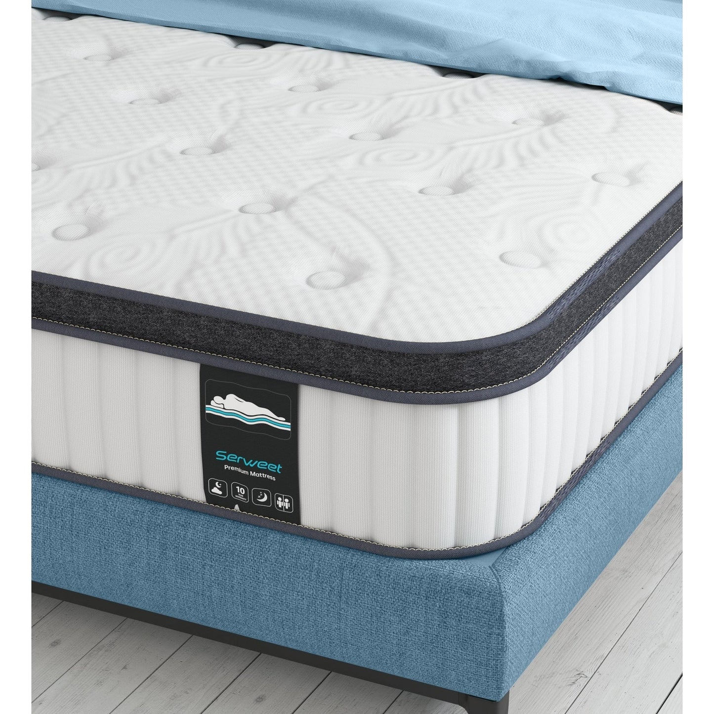 Materasso a molle insacchettate in memory foam ibrido da 10 pollici, Mideum Comfort, per cameretta dei bambini, camera degli ospiti