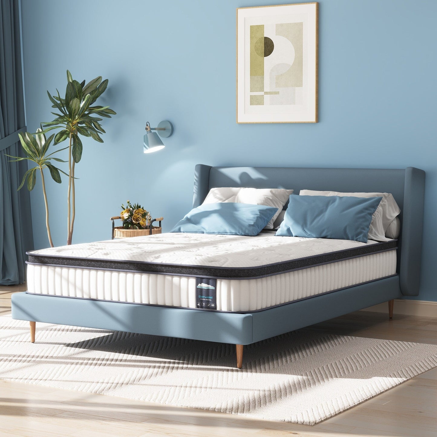 Materasso a molle insacchettate in memory foam ibrido da 10 pollici, Mideum Comfort, per cameretta dei bambini, camera degli ospiti