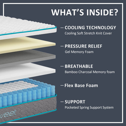 Materasso ibrido di lusso in memory foam da 10 pollici