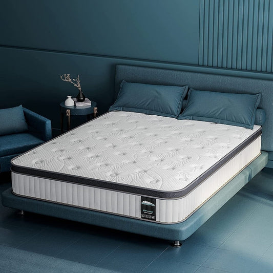 Materasso ibrido in memory foam e molle insacchettate da 10 pollici con top europeo, materasso in una scatola