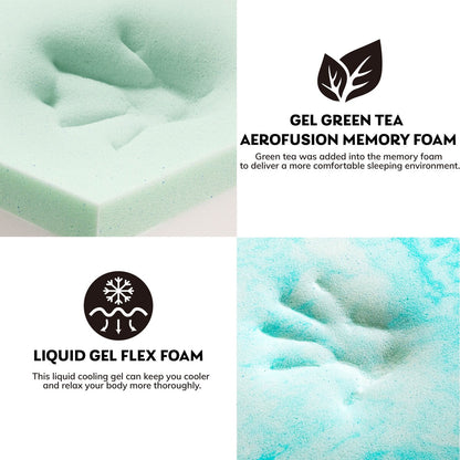 Materasso in memory foam Queen Gel da 10 pollici, bianco, infuso di tè verde e gel rinfrescante