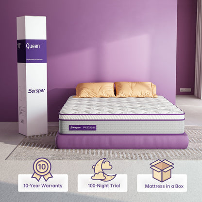 Materasso ibrido in memory foam da 10 pollici per letto singolo/matrimoniale/queen size, materasso Euro Top in una scatola
