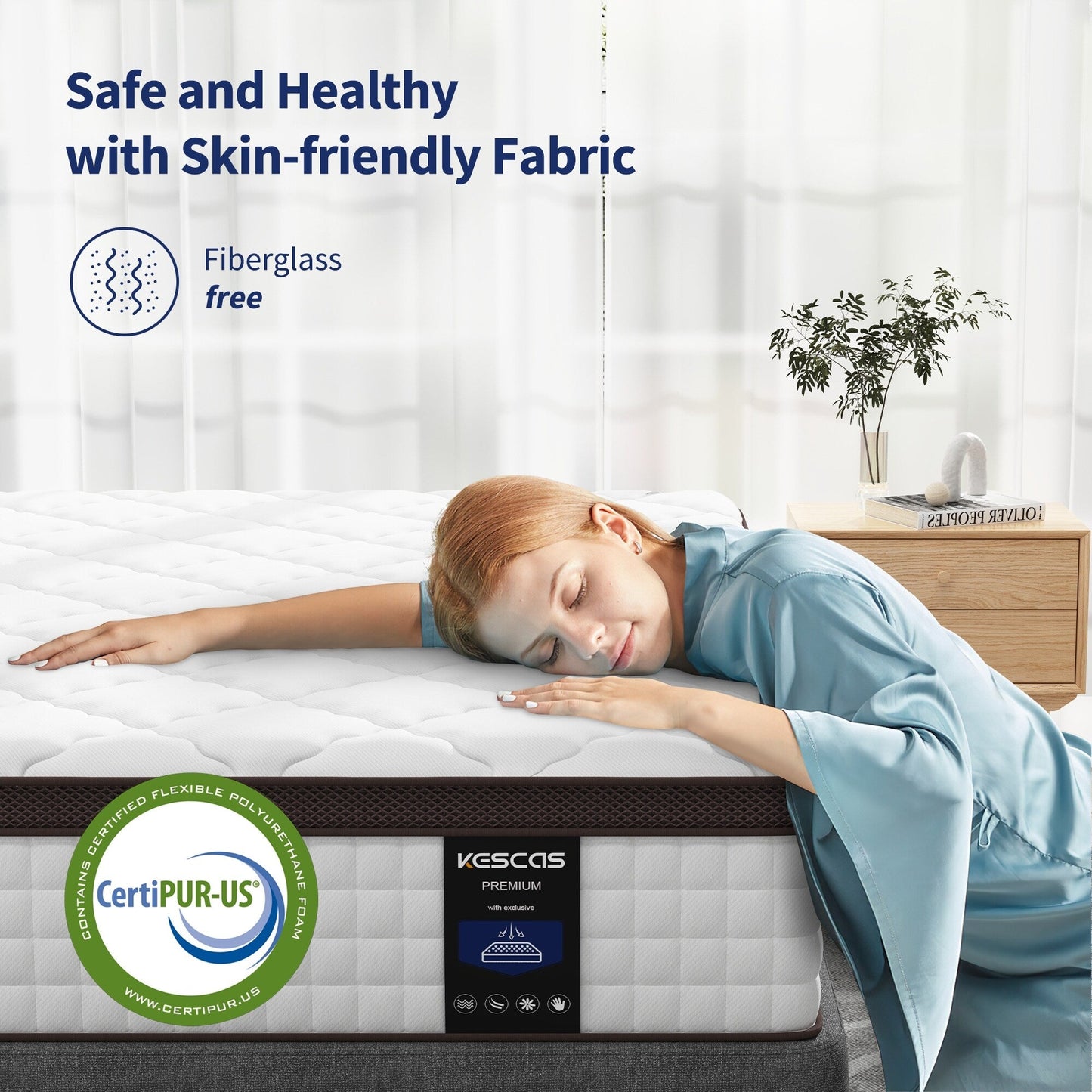 Materasso Pillow Top da 10 pollici per letto singolo/matrimoniale/queen size, materasso ibrido in memory foam e molle insacchettate