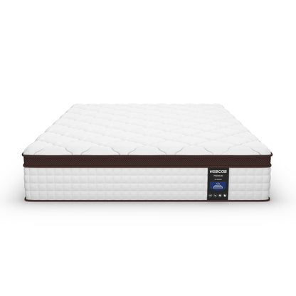 Materasso Pillow Top da 10 pollici per letto singolo/matrimoniale/queen size, materasso ibrido in memory foam e molle insacchettate