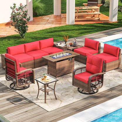 Set di 10 mobili da giardino con tavolo con braciere