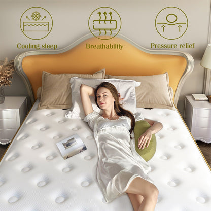 Materasso ibrido in memory foam infuso di gel da 10 pollici, mediamente rigido, rinfrescante e traspirante con CertiPUR-US e OEKO-TEX