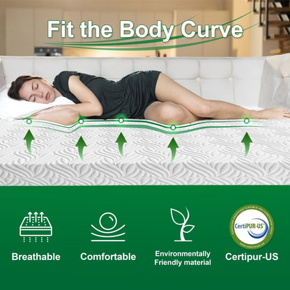 Materasso in memory foam bianco da 10 pollici in una scatola